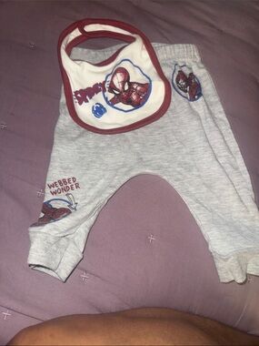 Marvel Baby Grey and Red Spider-Man Bib & Pants Set